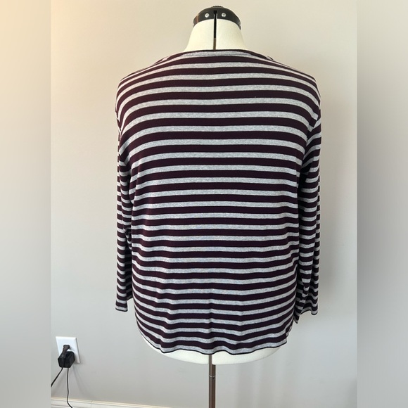 Maroon/Gray Striped Top - Picture 3 of 5